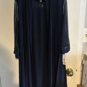 Kohl's R&M Richards, Navy 2 piece Godet Duster Jacket & Dress Set